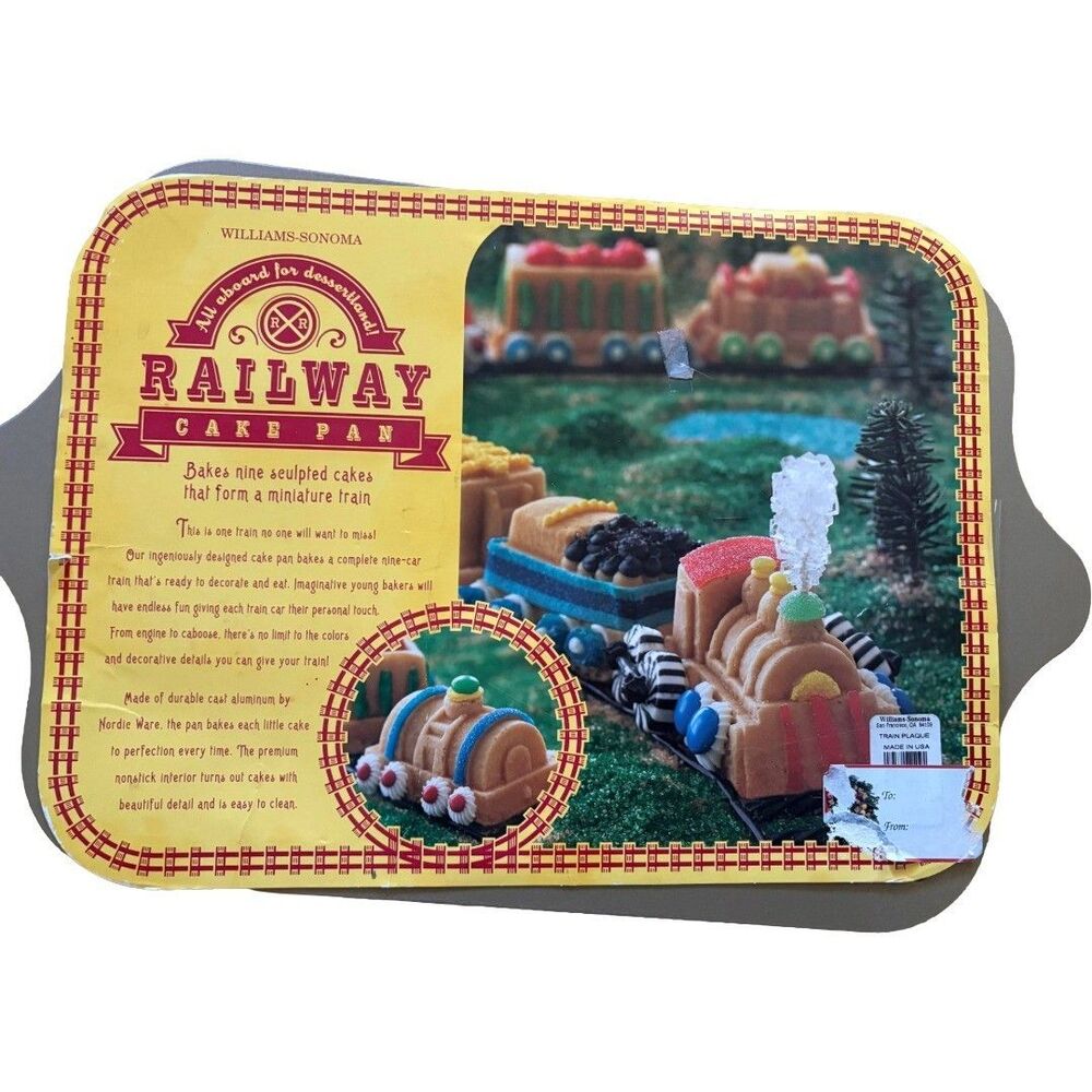 Williams Sonoma Nordic Ware Railway Cake Pan Train 9 Cars 3D Mold USA 5 Cup 1.2L